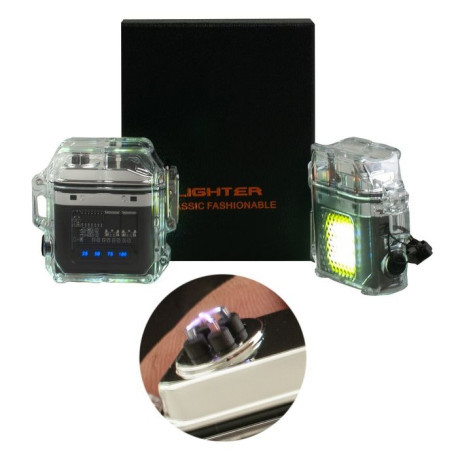 Электронная зажигалка с часами Lighter зажигалка с фонариком (12).a00034